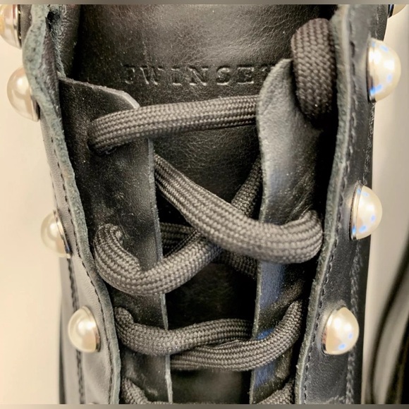 TWINSET Black Sneaker 8-8.5 US 39 NEW Platform Shoes Pearls CA8PBU Twin Set $300 - Picture 9 of 11